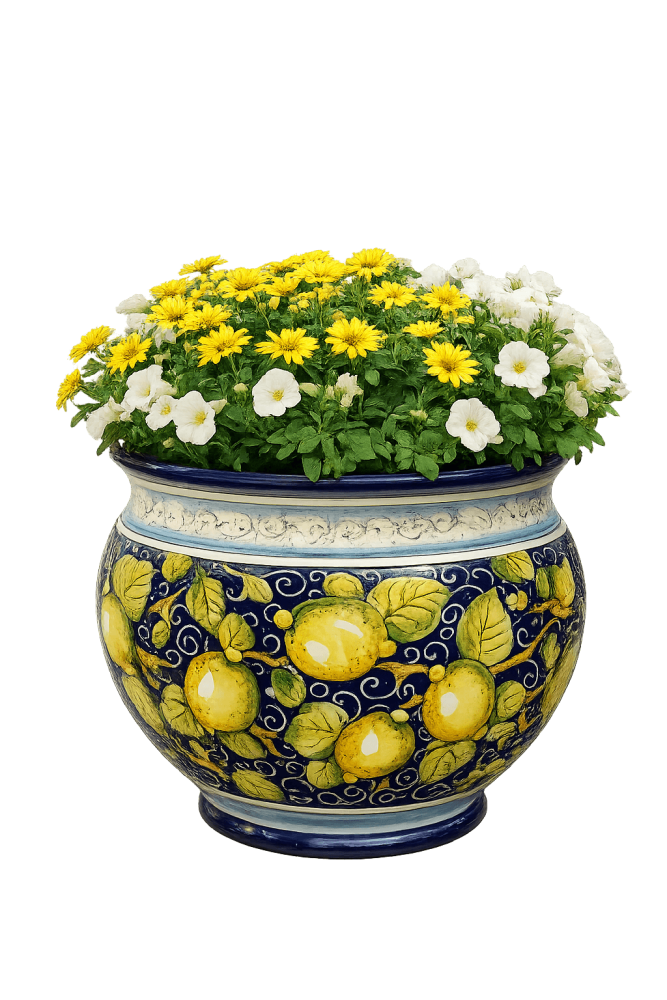 Vase en céramique artisanale de Toscane avec application citron